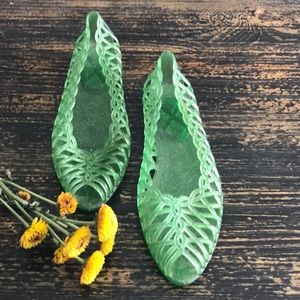 Urban Outfitters green jelly shoes (flats)